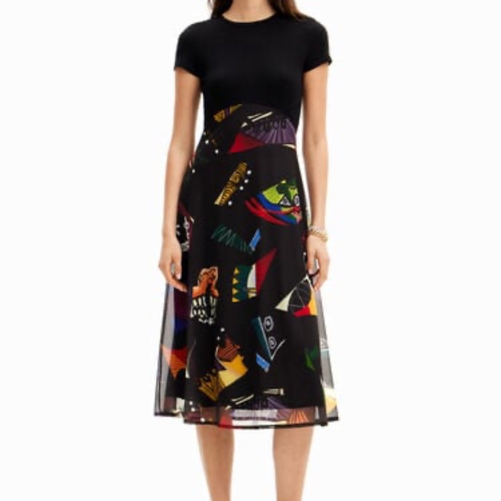 DESIGUAL M. CHRISTIAN LACROIX COMBINATION MIDI DRESS